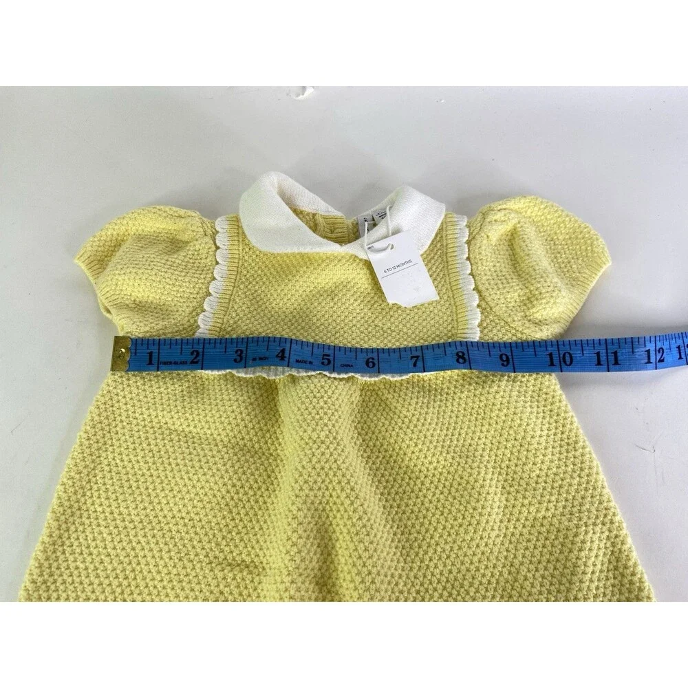 Janie and Jack Baby One Piece Knit Bodysuit Yellow Sweater Romper 6-12 Months